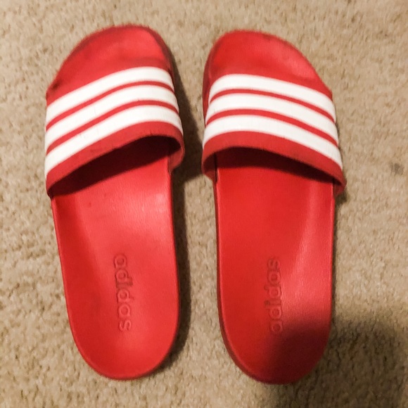 SOLD Red Adidas Slides - Picture 2 of 4